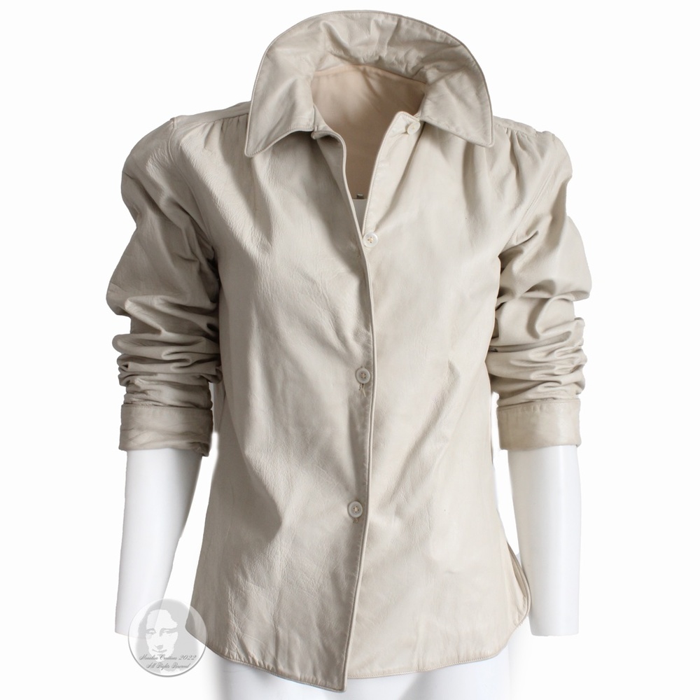 Bonnie Cashin for Sills Bone Leather Top Blouse Button Front Vintage 60s Rare